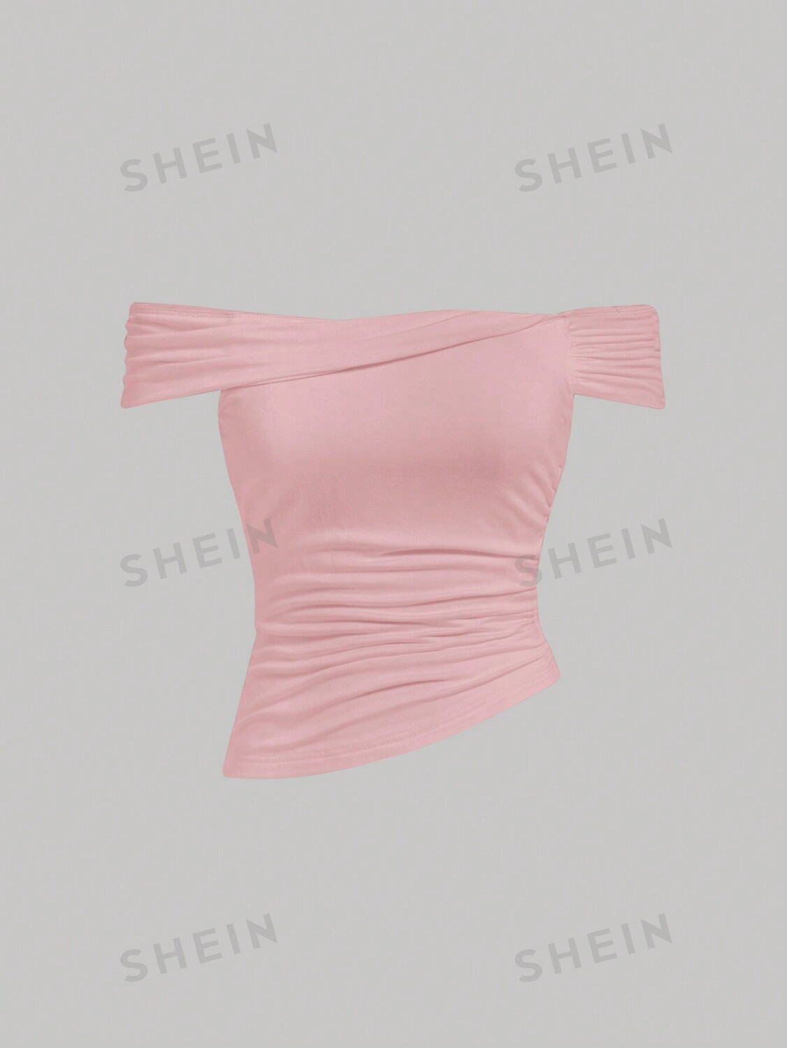 

Топ облегающий Shein Mod с открытыми плечами, розовый