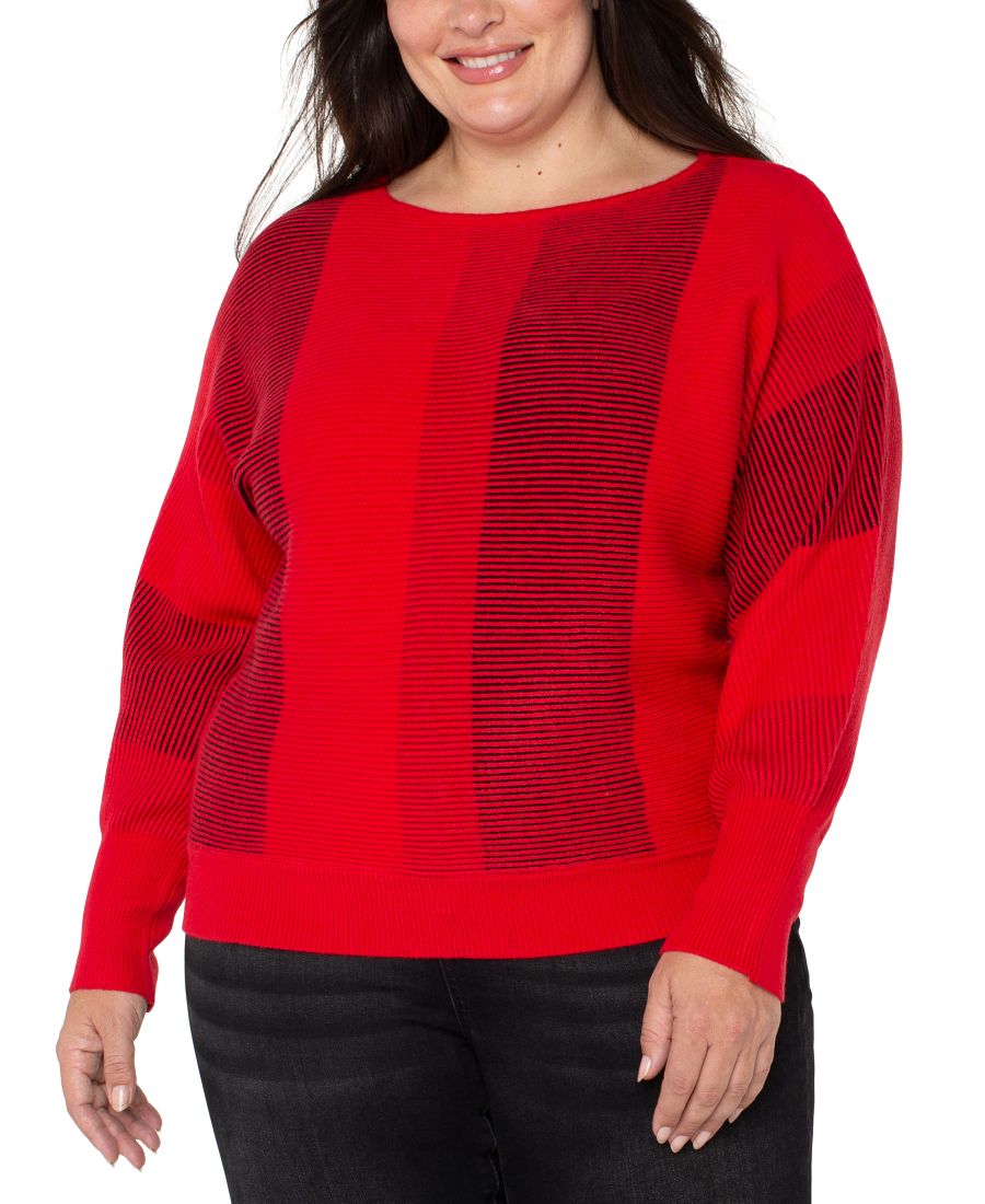 

Свитер большого размера с вырезом-лодочкой и рукавами летучая мышь Liverpool Los Angeles, Tango Red Multi