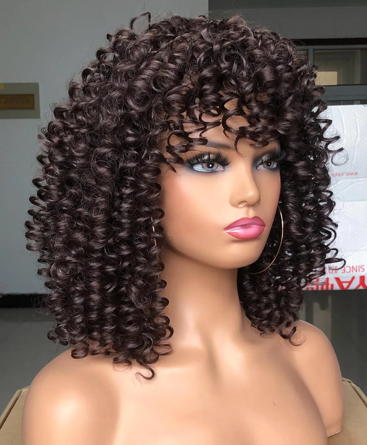 Короткий кудрявый парик афро с челкой LIZZY для черных женщин Lizzyhair, Brown — фото 3