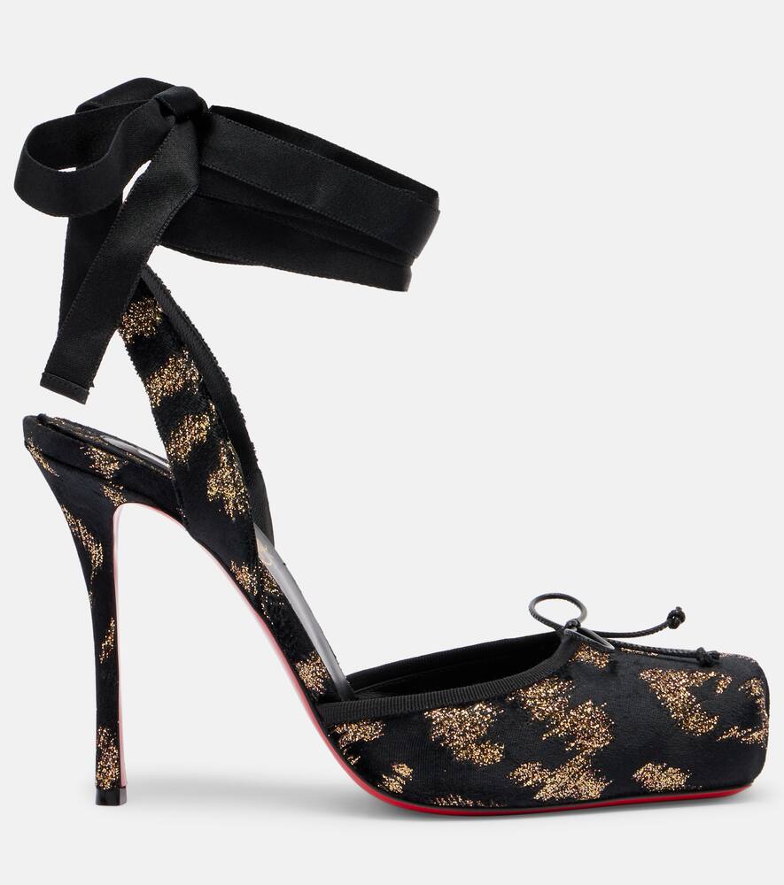Туфли-лодочки Cassia 100 из бархата и парчи Christian Louboutin, Black Copper/Lin Black — фото 4