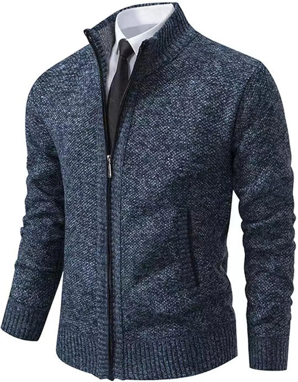 

Мужской кардиган с воротником стойкой, на молнии, slim fit