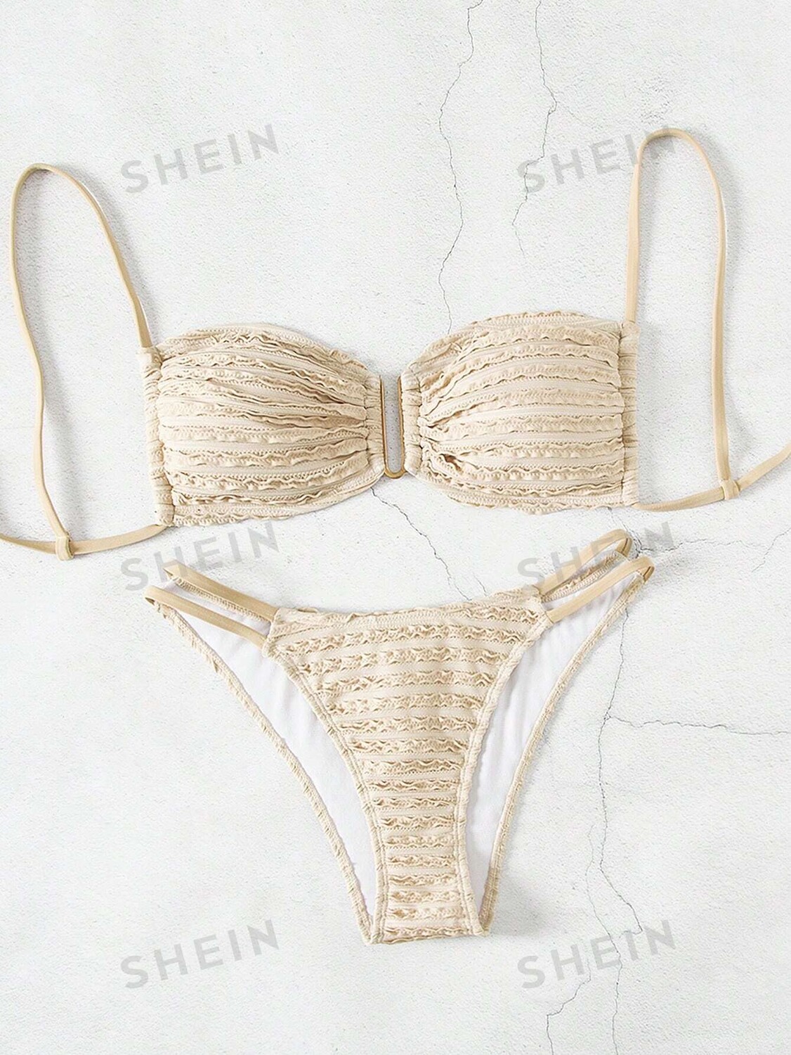 

Купальник жаккардовый Shein Swim Vcay с боковым вырезом, хаки