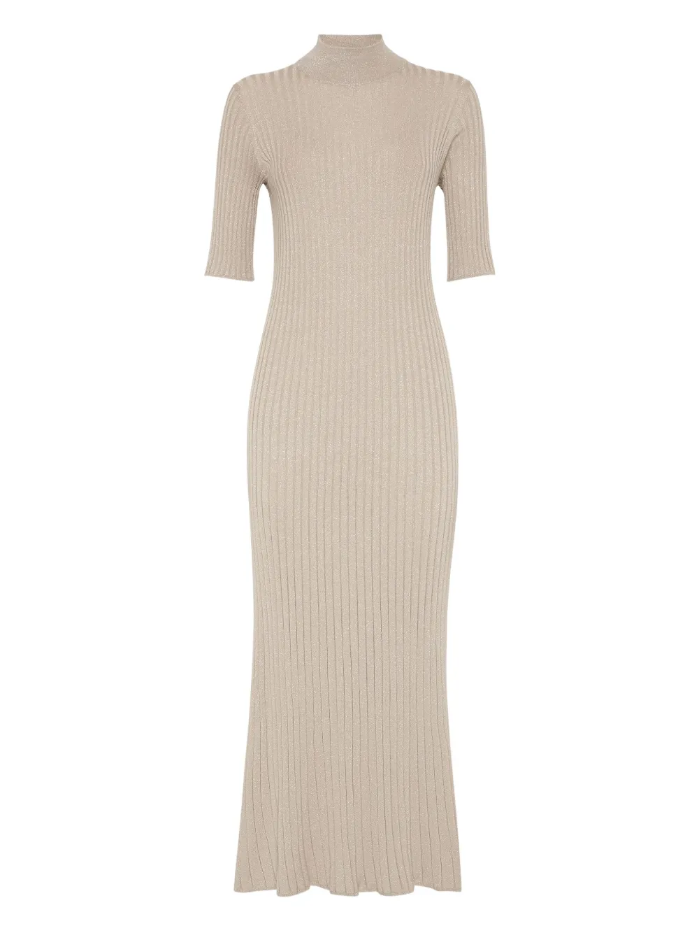 

Платье миди с воротником-стойкой Brunello Cucinelli, бежевый