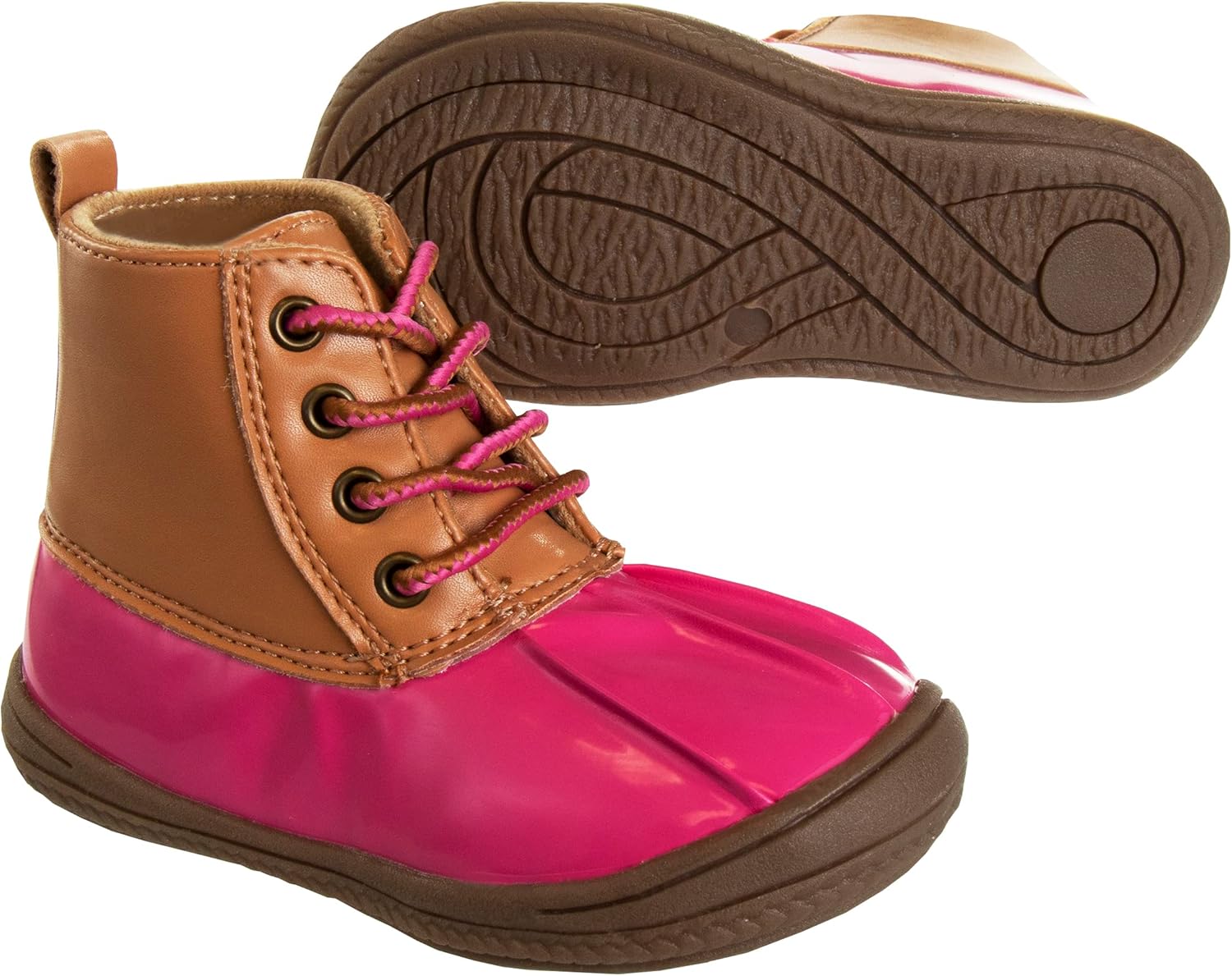 Детские водонепроницаемые ботинки Josmo Girls Duck с шнуровкой - зимние и дождевые, Fuchsia Tan — фото 3