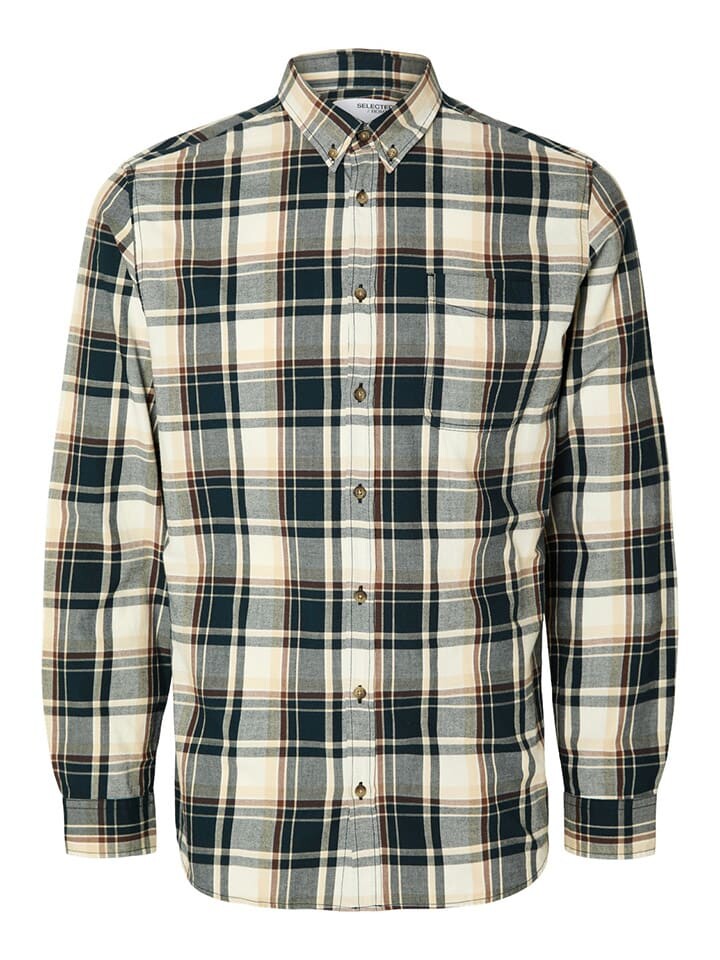 

Рубашка SELECTED HOMME Hemd - Slim fit -, цвет Creme/Dunkelblau