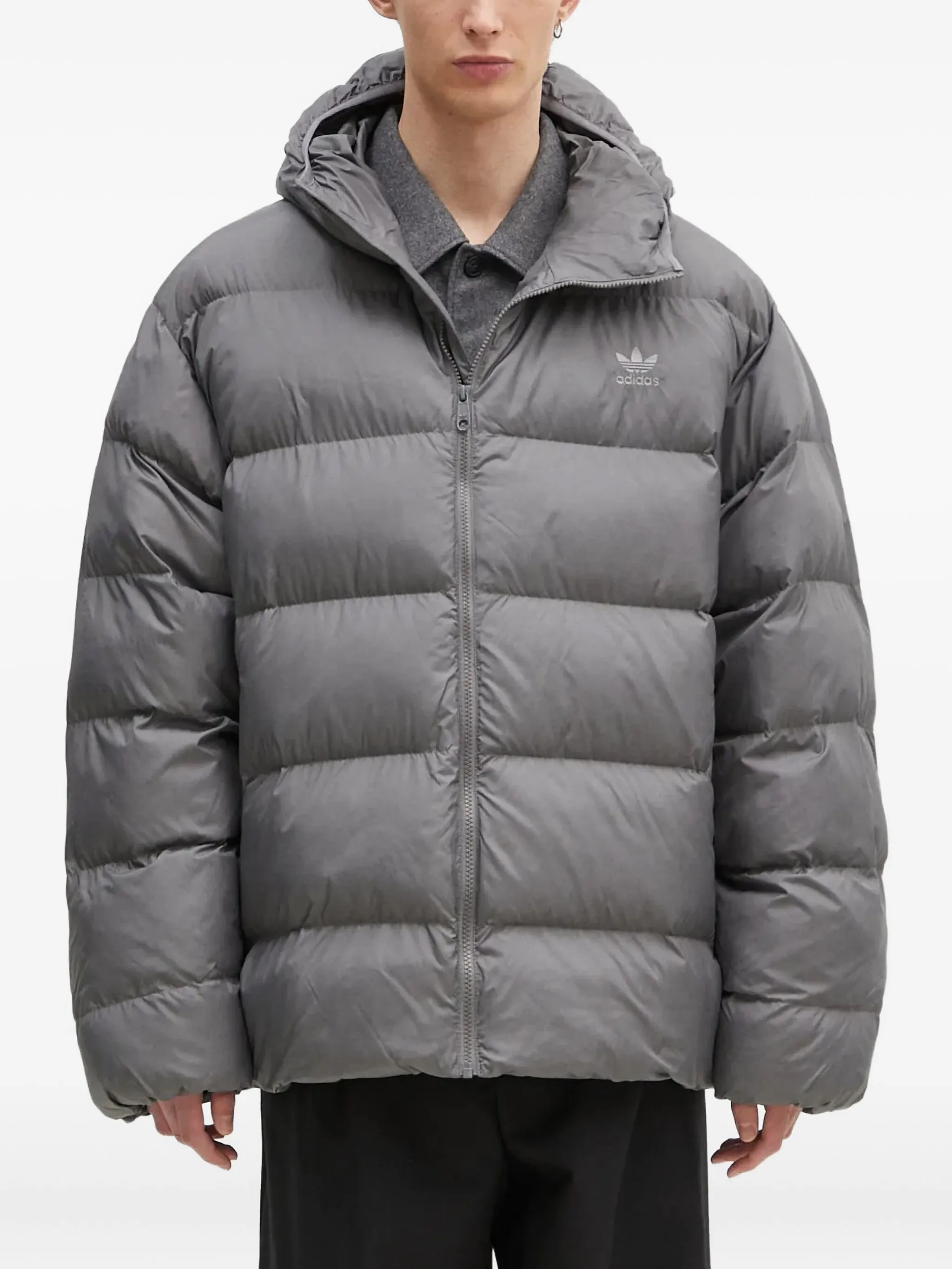 

Пуховик с капюшоном Adidas, серый