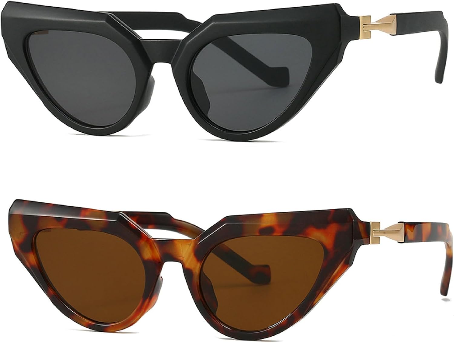 

Ретро-солнцезащитные очки «кошачий глаз» для женщин, модные винтажные милые овальные очки, летние трендовые солнцезащитные очки для вождения, градиентные очки mincl, 2pcs-black&leopard