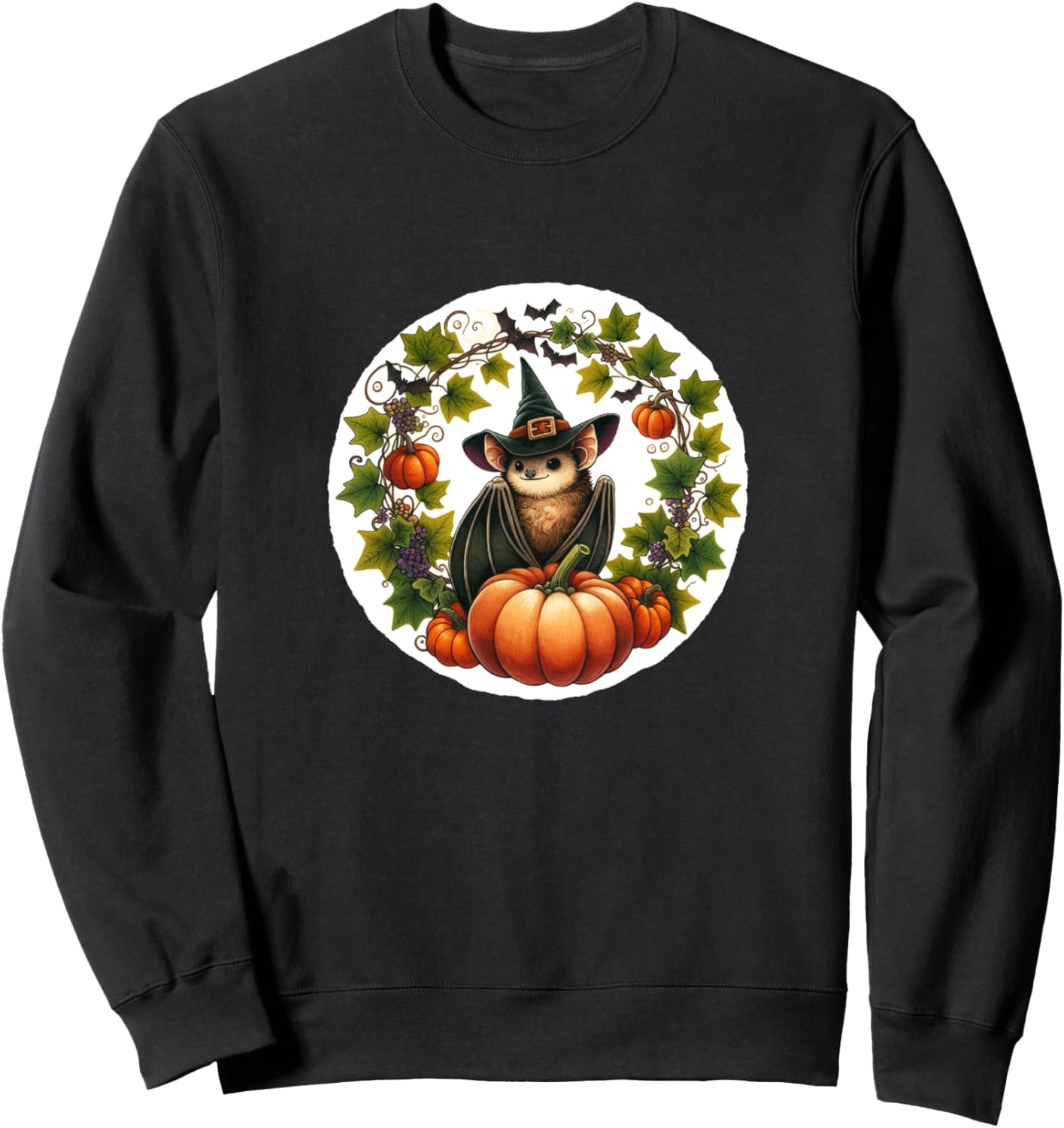 

Изображение ведьмы, летучей мыши и фруктов на Хэллоуин. Толстовка Batty Lovers Bubb, черный