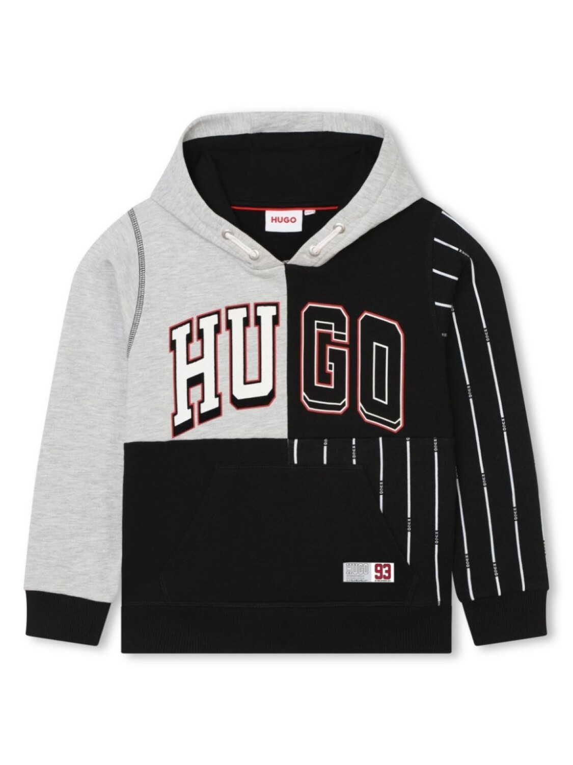 

HUGO KIDS худи в технике пэчворк с логотипом, серый