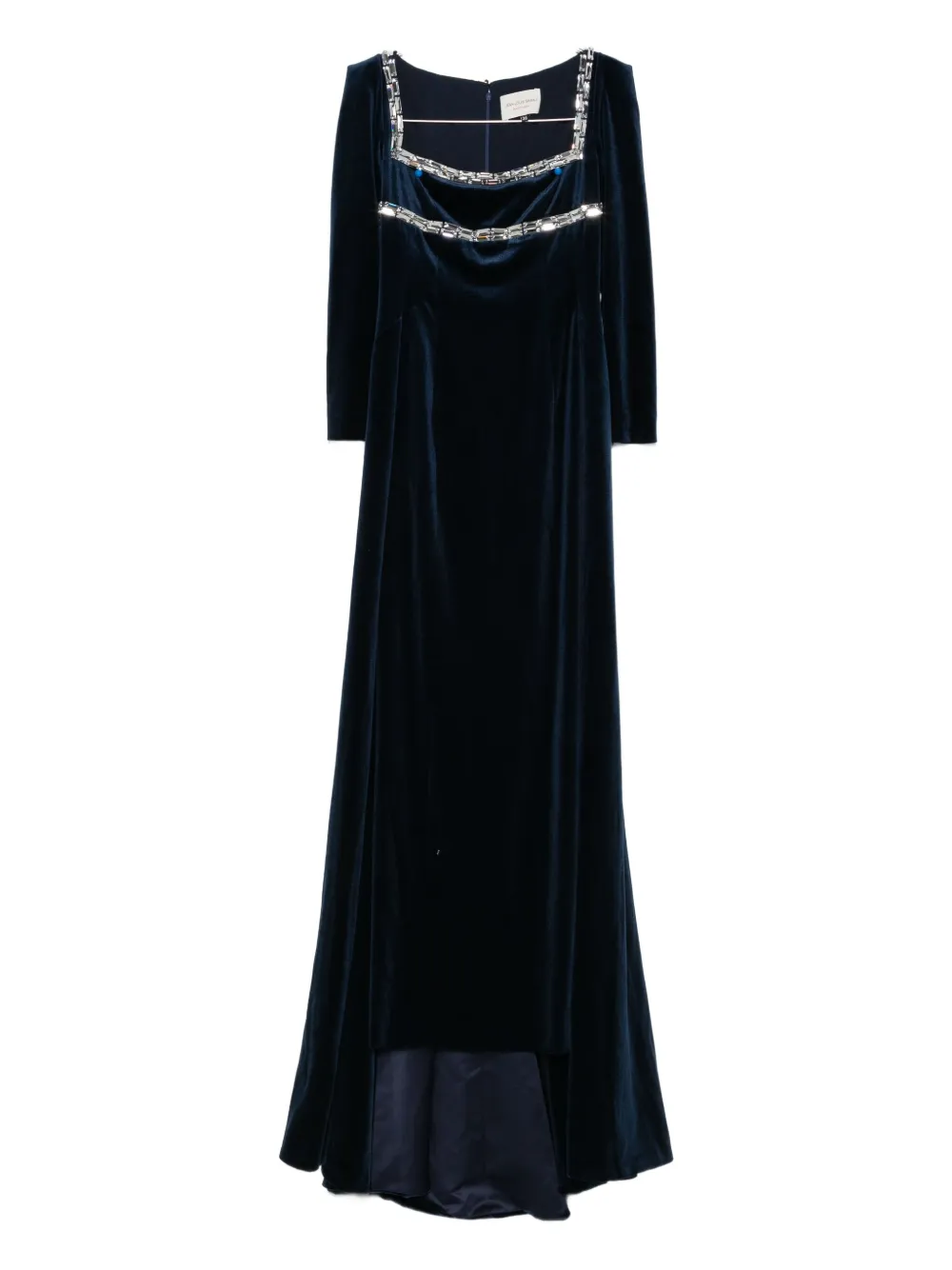 

Бархатное платье, украшенное кристаллами Jean-Louis Sabaji, синий