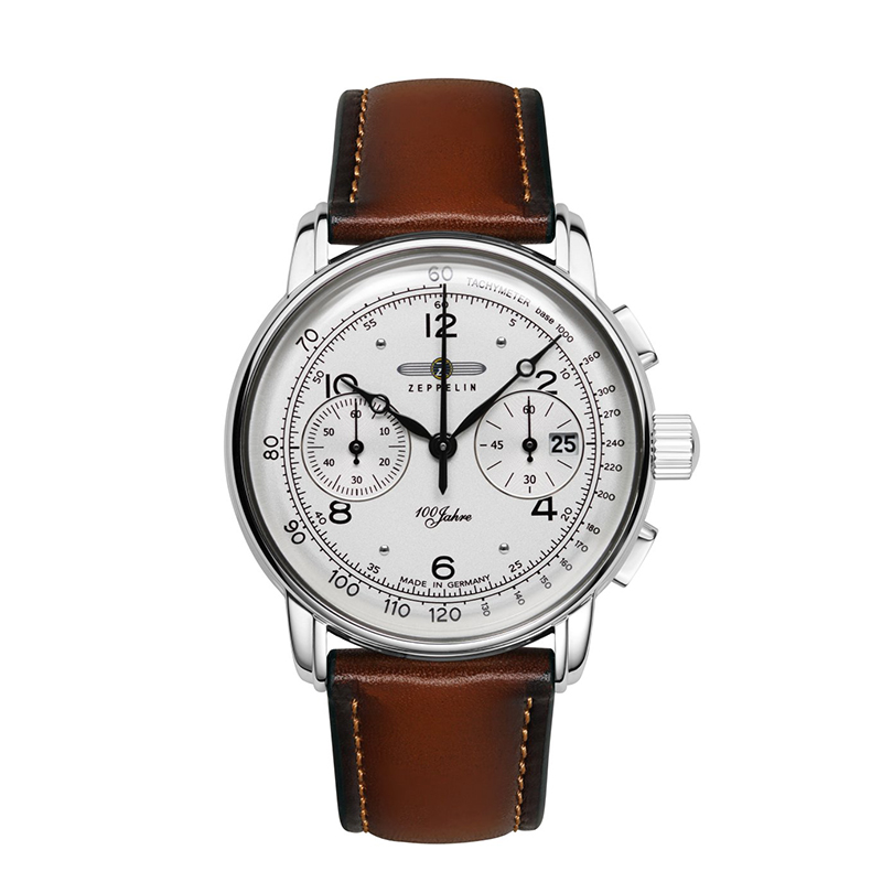 

ZEPPELIN Часы Hundred Years Collection Quartz Movement Men's Watch Wrist Watch White Dial Stainless Steel Case 8676 1, 8676-1 White Disc Dark Brown Leather Belt