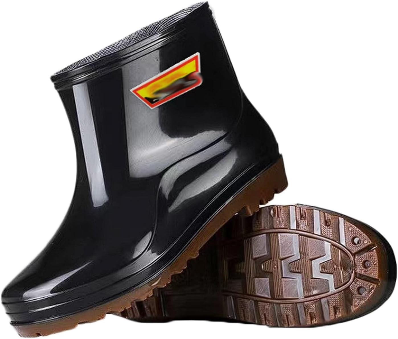 

Мужские утепленные водонепроницаемые низкие резиновые сапоги QIANGAN с флисовой подкладкой, противоскользящие, для работы на стройке, рыбалки и активного отдыха, черный