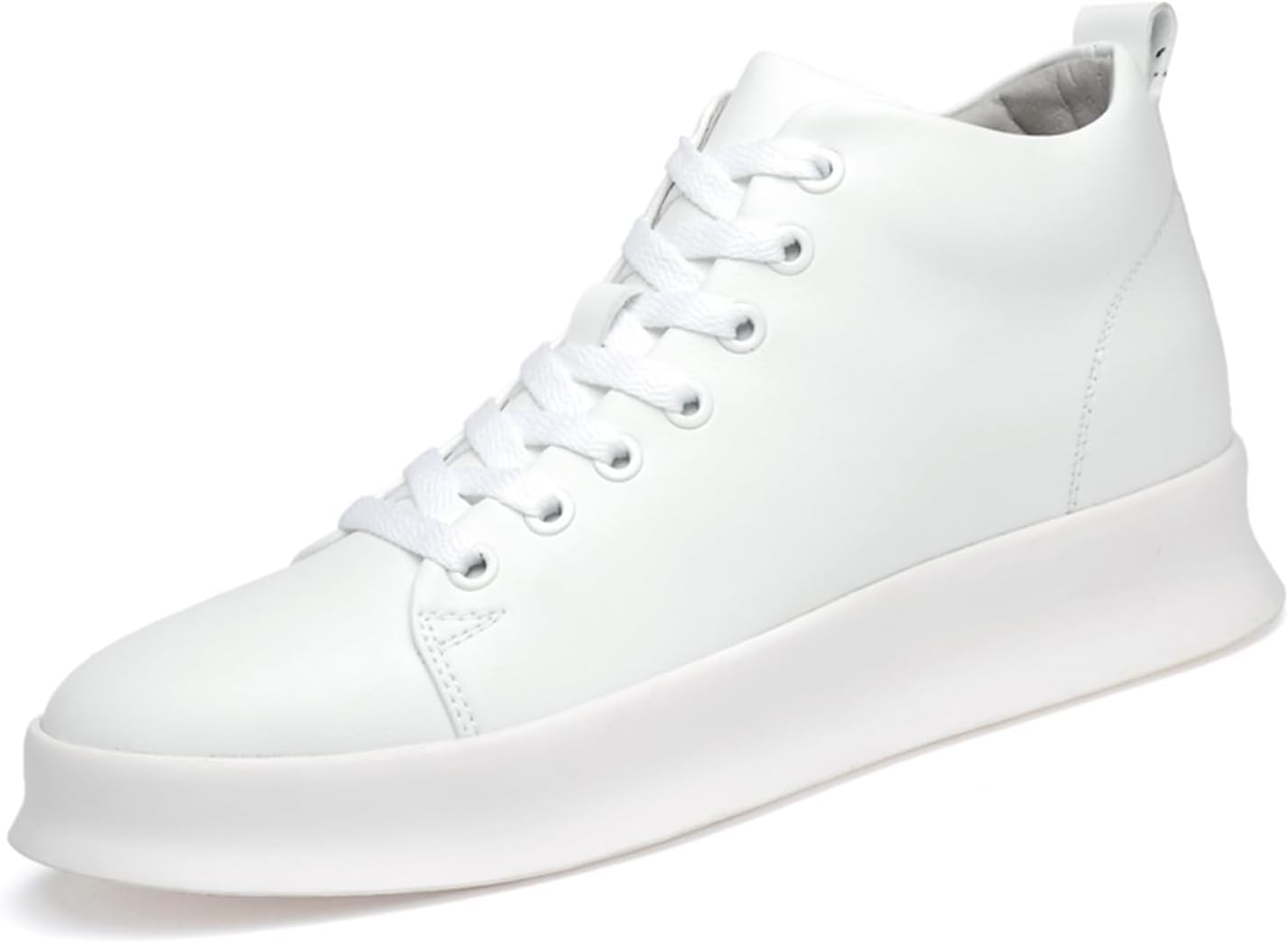 

Мужские кожаные туфли-оксфорды ENJGU с увеличением роста, модные с круглым носком, на платформе, высокие, шнуровка, кеды для скейтборда, повседневные классические удобные туфли, белый