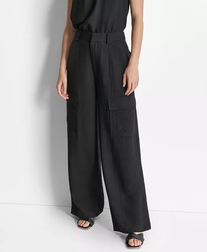 

Женские брюки с жатой текстурой DKNY, черный