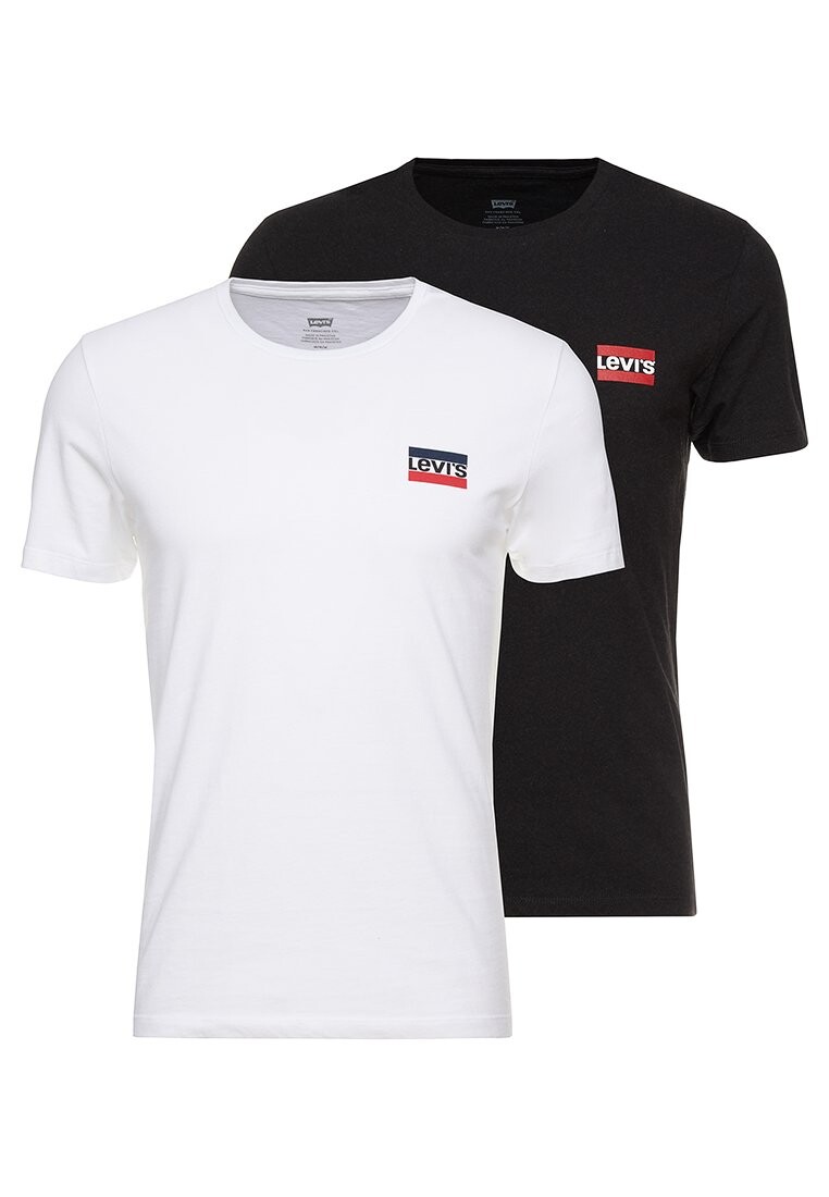 базовая футболка Crewneck Graphic 2 Pack Levi's, цвет white/mineral black — фото 4