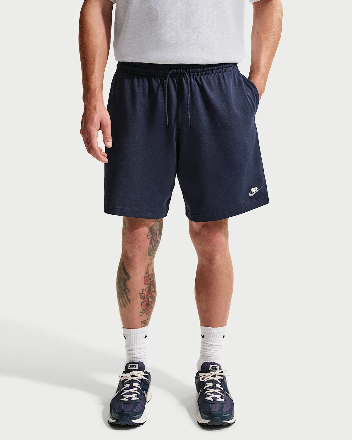 Мужские трикотажные шорты Nike Club, Obsidian/White — фото 2