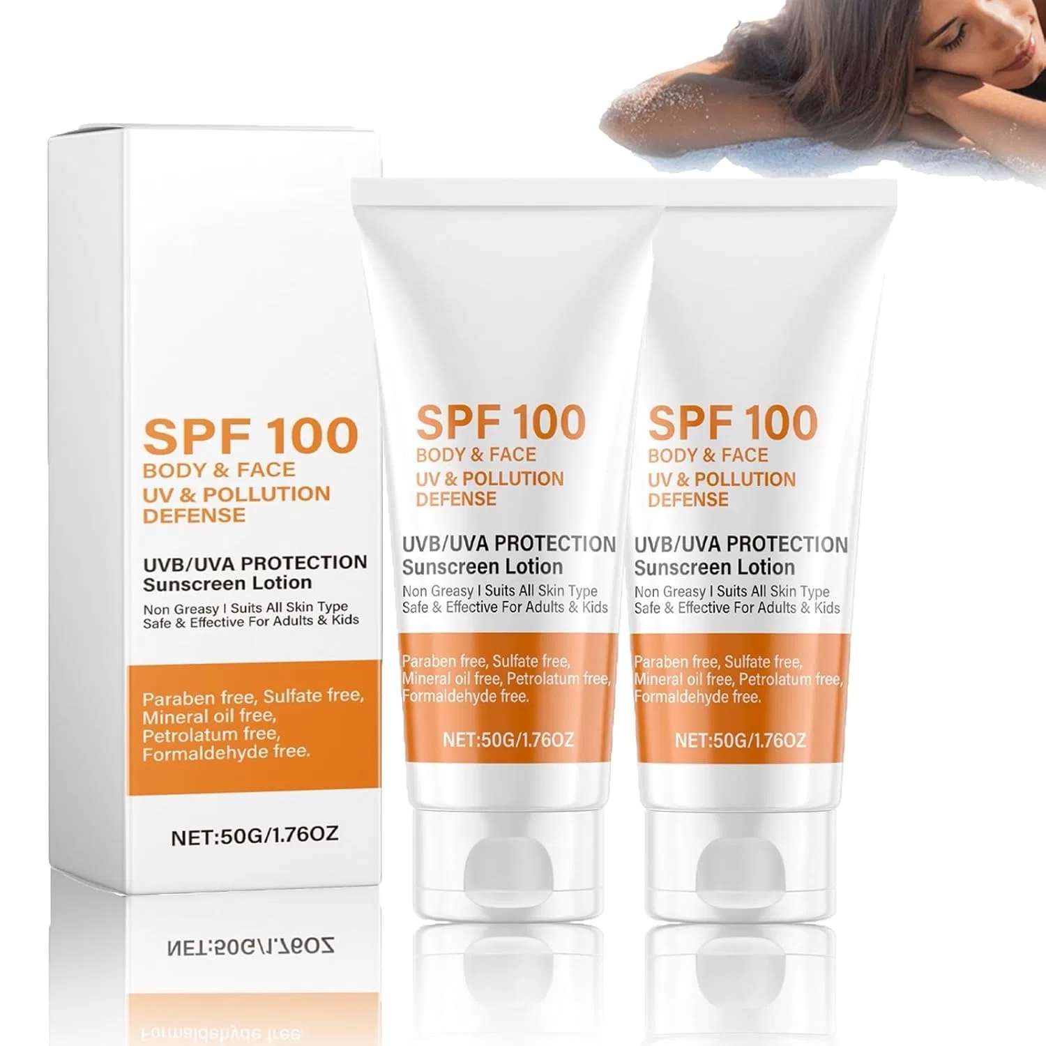 Солнцезащитный крем для лица и тела SPF 100 Generisch, 2 Pieces.