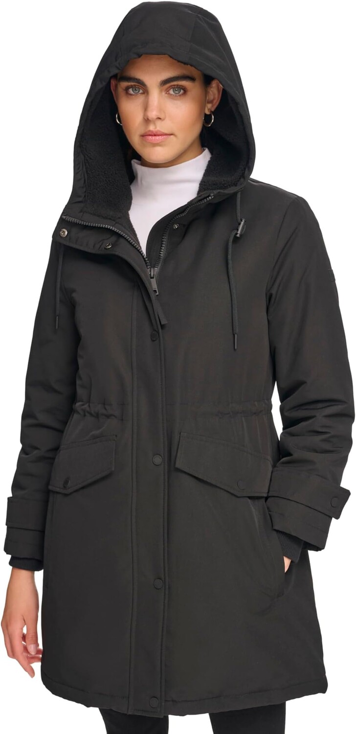 

Парка Parka with Faux Sherpa Hood Calvin Klein, черный