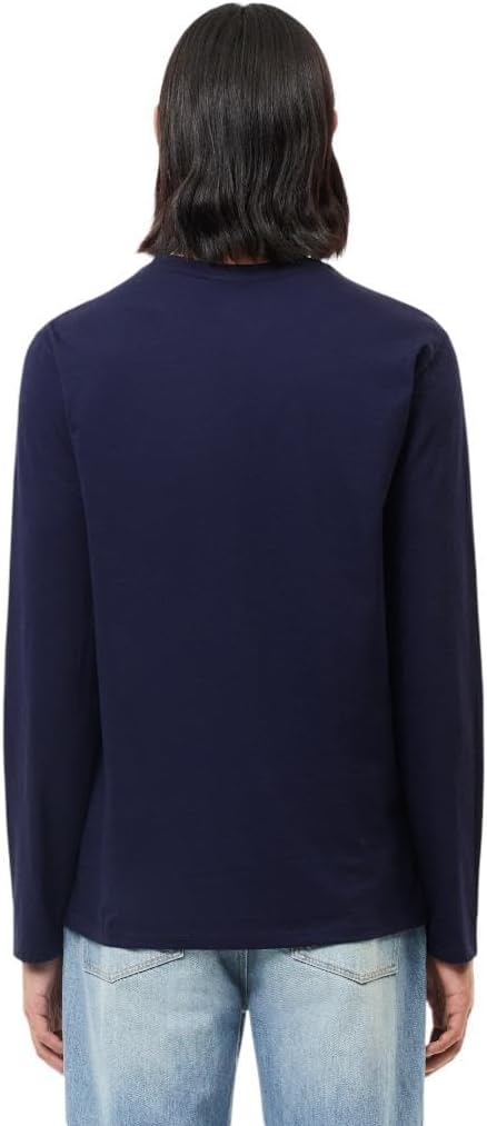 Мужская футболка Lacoste с длинным рукавом и V-образным вырезом, Navy Blue — фото 3