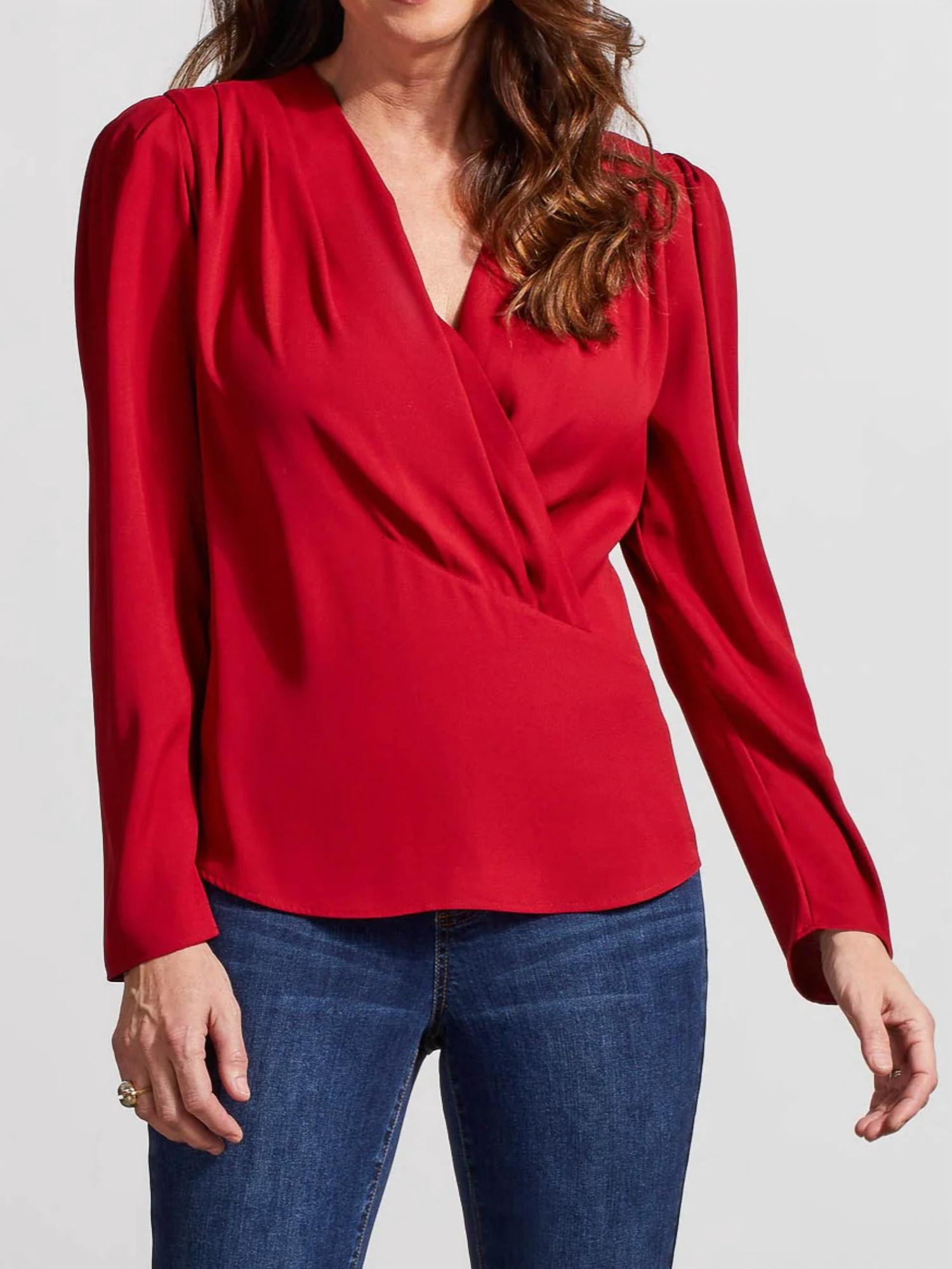 

Плиссированная блузка с запахом красного цвета Tribal, красный