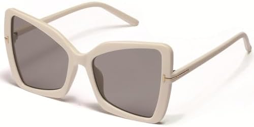 

Солнцезащитные очки в ретро-стиле с крупной оправой для женщин, модные солнцезащитные очки увеличенной формы для мужчин с защитой от УФ-излучения UV400 MTZJH, Beige Grey