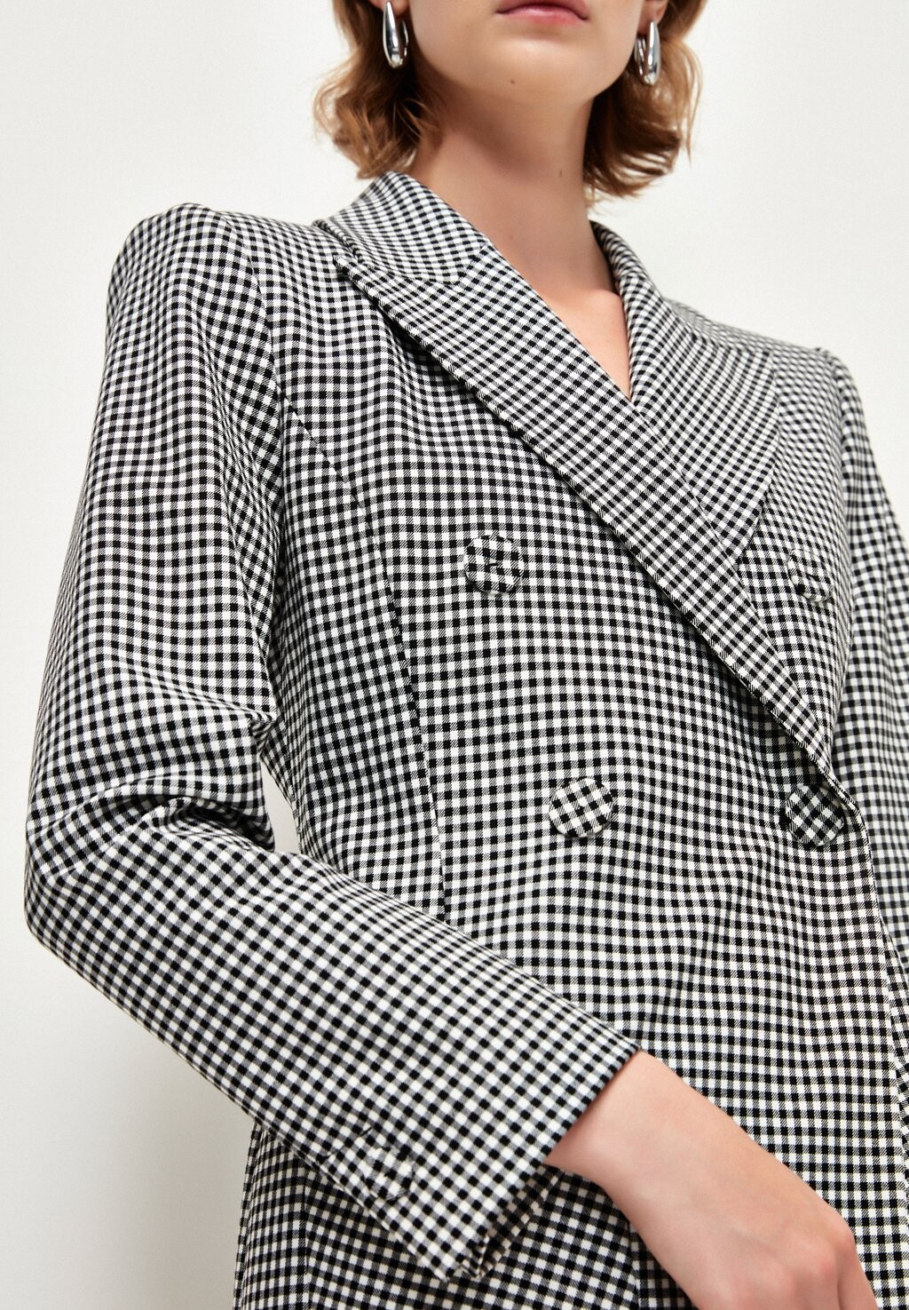 

Короткое пальто CHECK DOUBLE BREASTED adL, черный