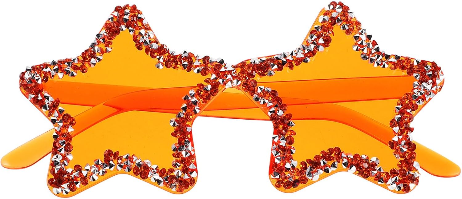 

Женские солнцезащитные очки BESPORTBLE без оправы в форме звезды, конфетно-оранжевого цвета, уникальные стильные очки со стразами, модные солнцезащитные очки для ночного клуба и повседневной носки, Orange