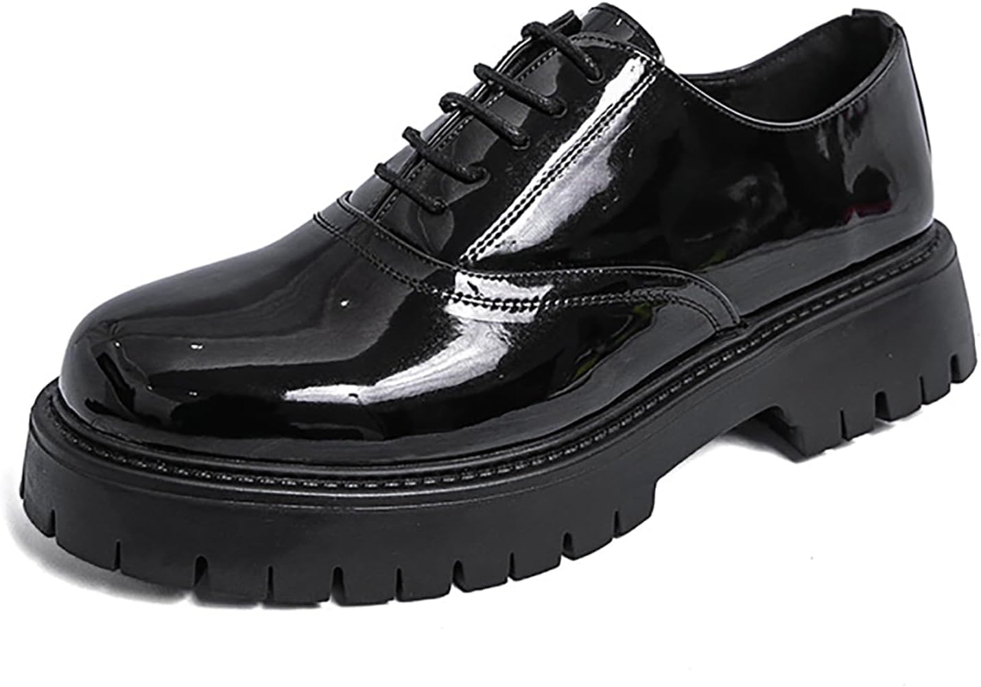 

Мужские кожаные деловые оксфорды с классическим круглым носком, подошвой с протектором, противоскользящие, на платформе, дерби для официальной работы, свадеб и вечеринок Nxnbhsl, черный