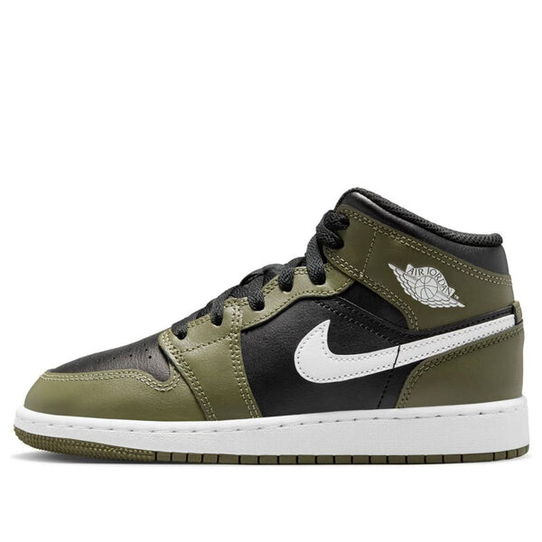 

Кроссовки 1 mid 'black white olive' Air Jordan, черный
