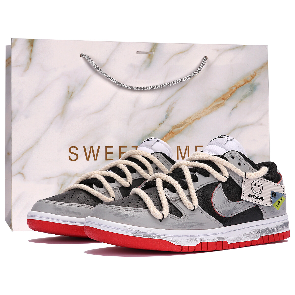 

Кроссовки Nike Dunk Skateboarding Shoes Unisex Low-top Black/grey, черный/серый