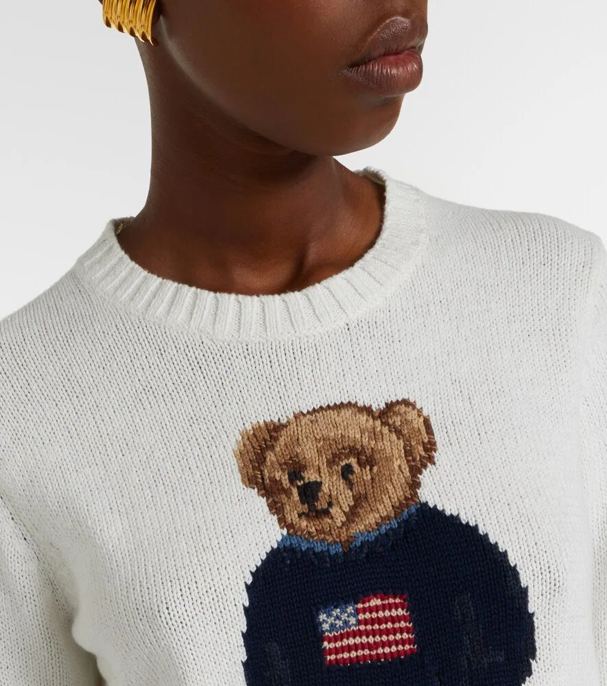 Свитер Polo Bear из льна и хлопка с интарсией Polo Ralph Lauren, синий — фото 3