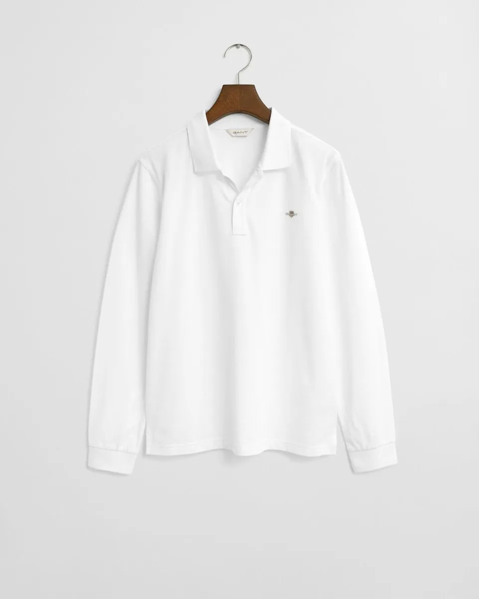 

Рубашка поло с длинными рукавами и вышивкой на груди Gant, белый