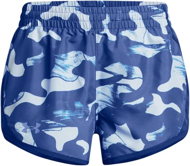 Шорты Under Armour Girls Fly By с принтом, (432) Tech Blue/Tech Blue/Reflective