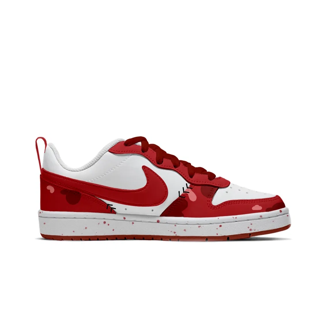 Кроссовки детские для скейтбординга Court Borough Synthetic Leather, Leather Abrasion Resistant Breathable Low top White Red Nike — фото 3