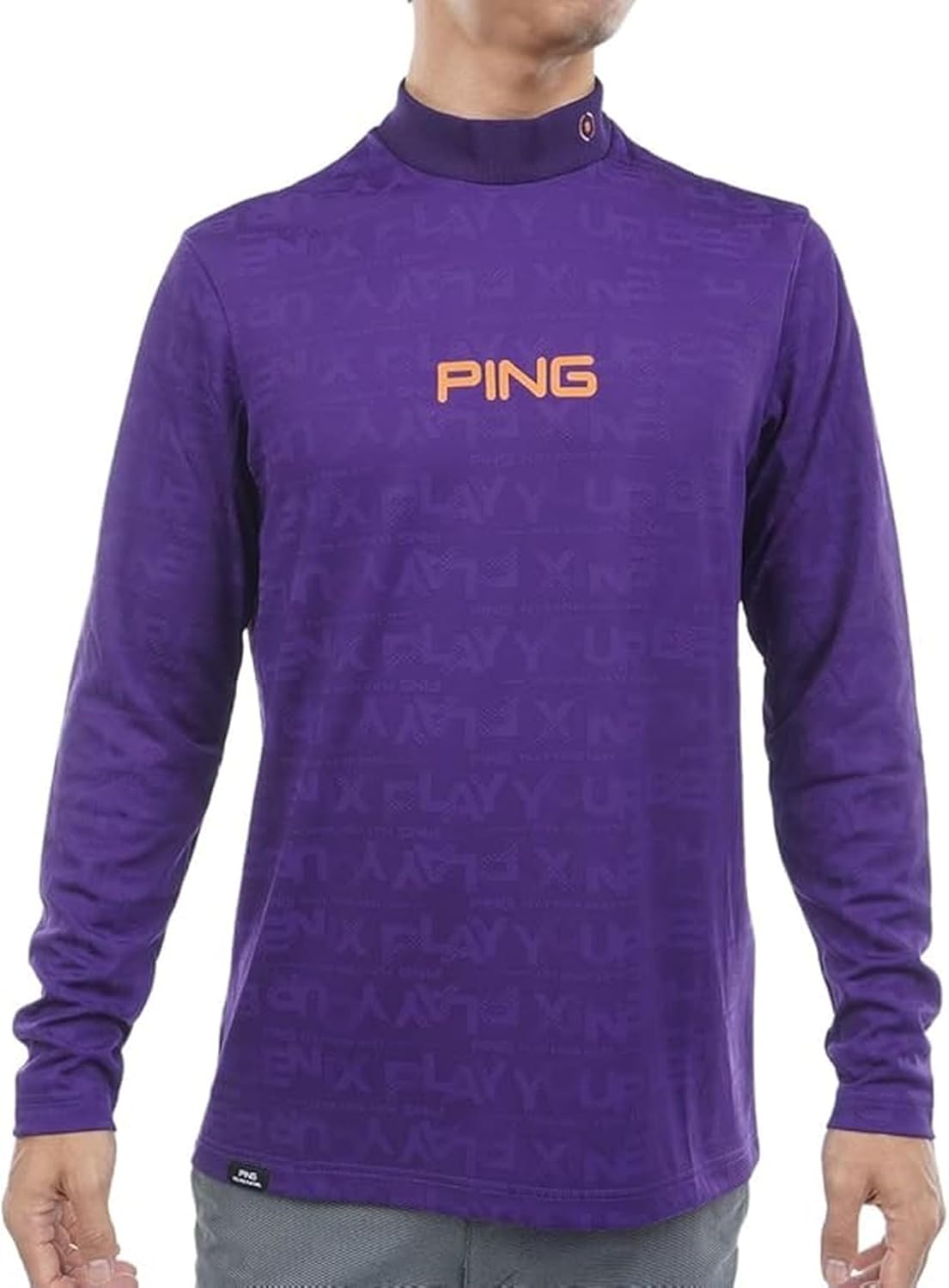 

Мужская рубашка Ping с длинным рукавом и высоким воротником (с жаккардовым логотипом) / для гольфа / 621-5266900, фиолетовый