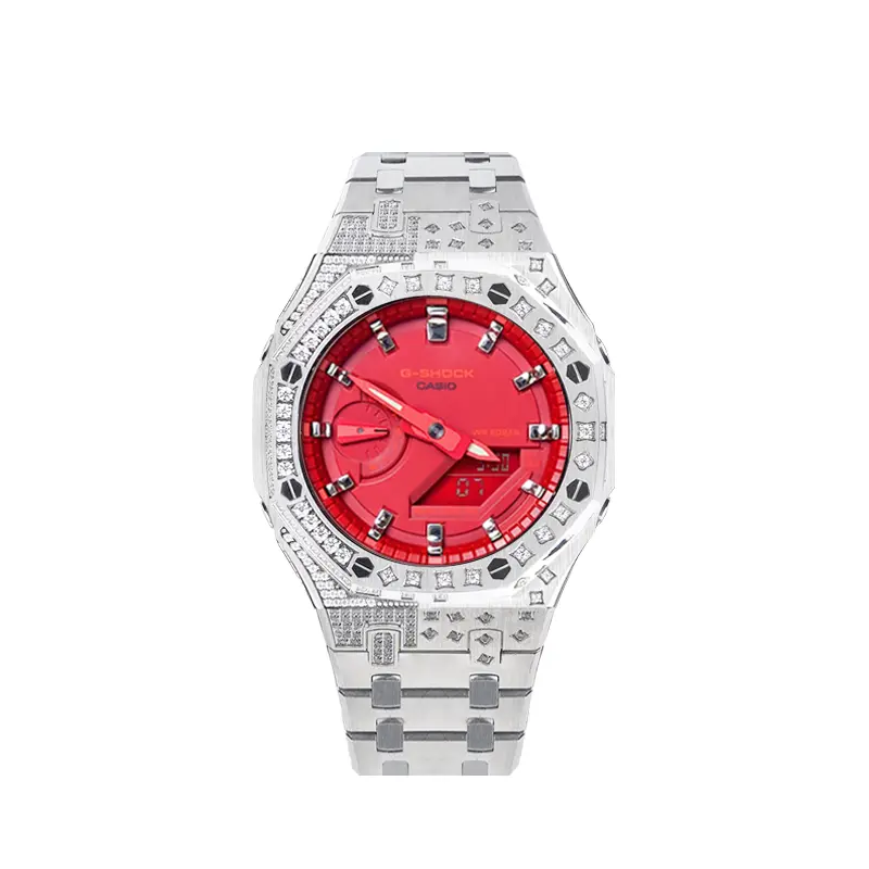 

CASIO Часы Men Liquid Crystal/Analog Dual Display Series Red Watch, Red Silver Wave Silver Scale-Star Diamond Silver Steel