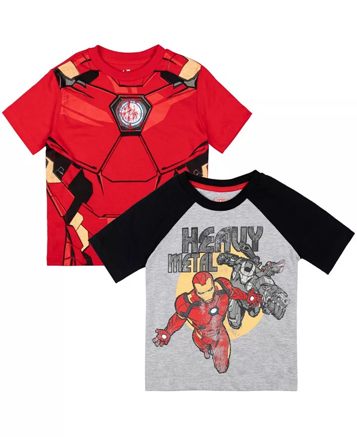 

Мальчики Marvel Spider-Man Black Panther Iron Man Hulk Captain America 2 упаковки графические футболки Avengers, мультиколор