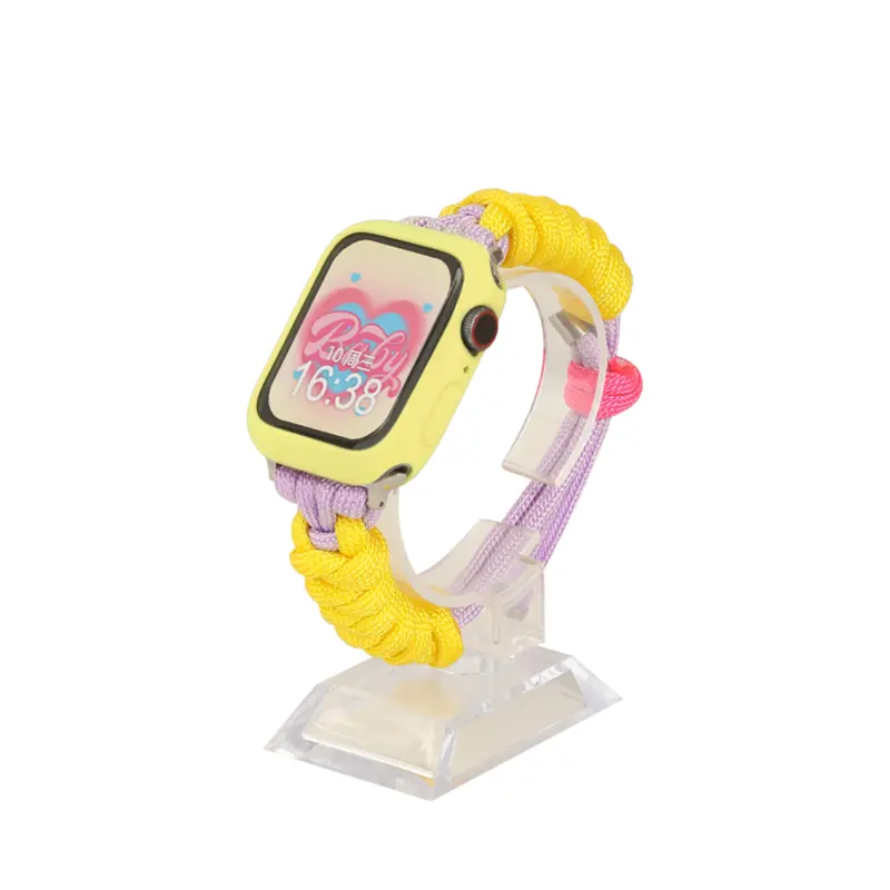 

IBOANN Часы Strap Apple Compatibility Nylon Material, Bright yellow light purple + yellow shell nylon rope