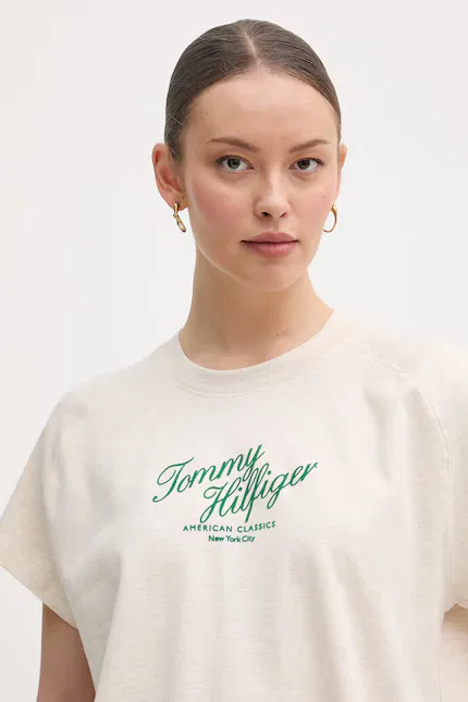 Футболка с коротким рукавом свободный крой Tommy Hilfiger, бежевый — фото 4