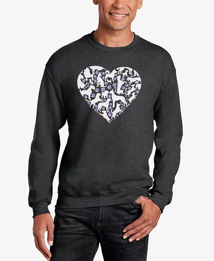 

Мужской свитшот с принтом "Dog Heart Word Art" LA Pop Art, серый