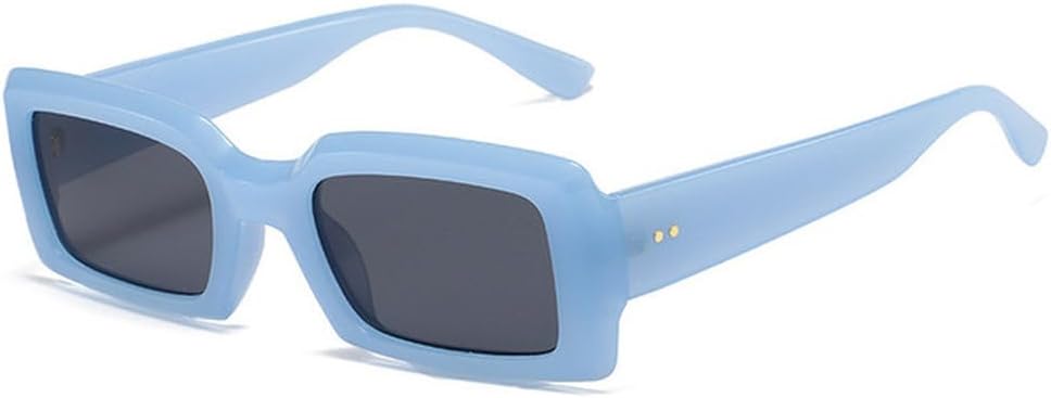 

LVTFCO Популярные модные женские и мужские солнцезащитные очки желейного цвета фиолетового цвета, мужские солнцезащитные очки, маленькие прямоугольные солнцезащитные очки UV400, Blue Gray