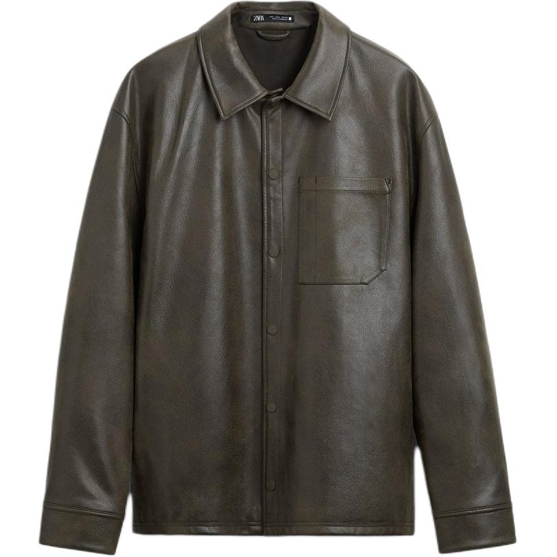 

Кожаная куртка мужская черная ZARA, Черный, Кожаная куртка мужская черная ZARA