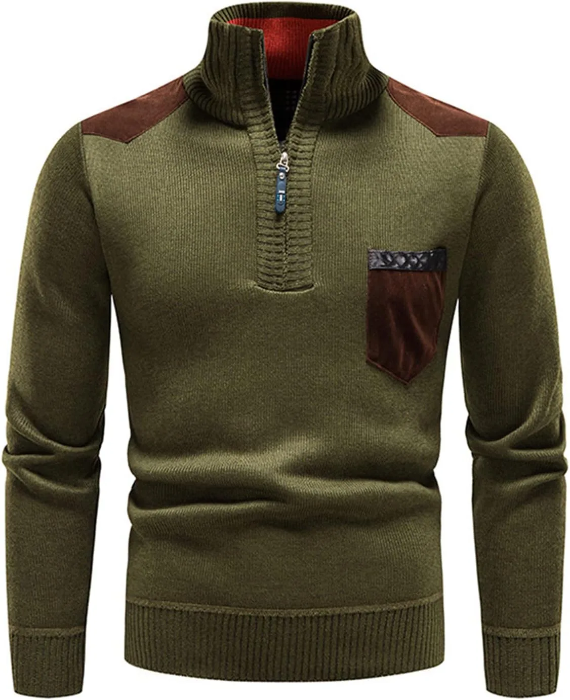 

Свитер Lu's Chic мужской с молнией, кабельной вязкой и мягким воротником