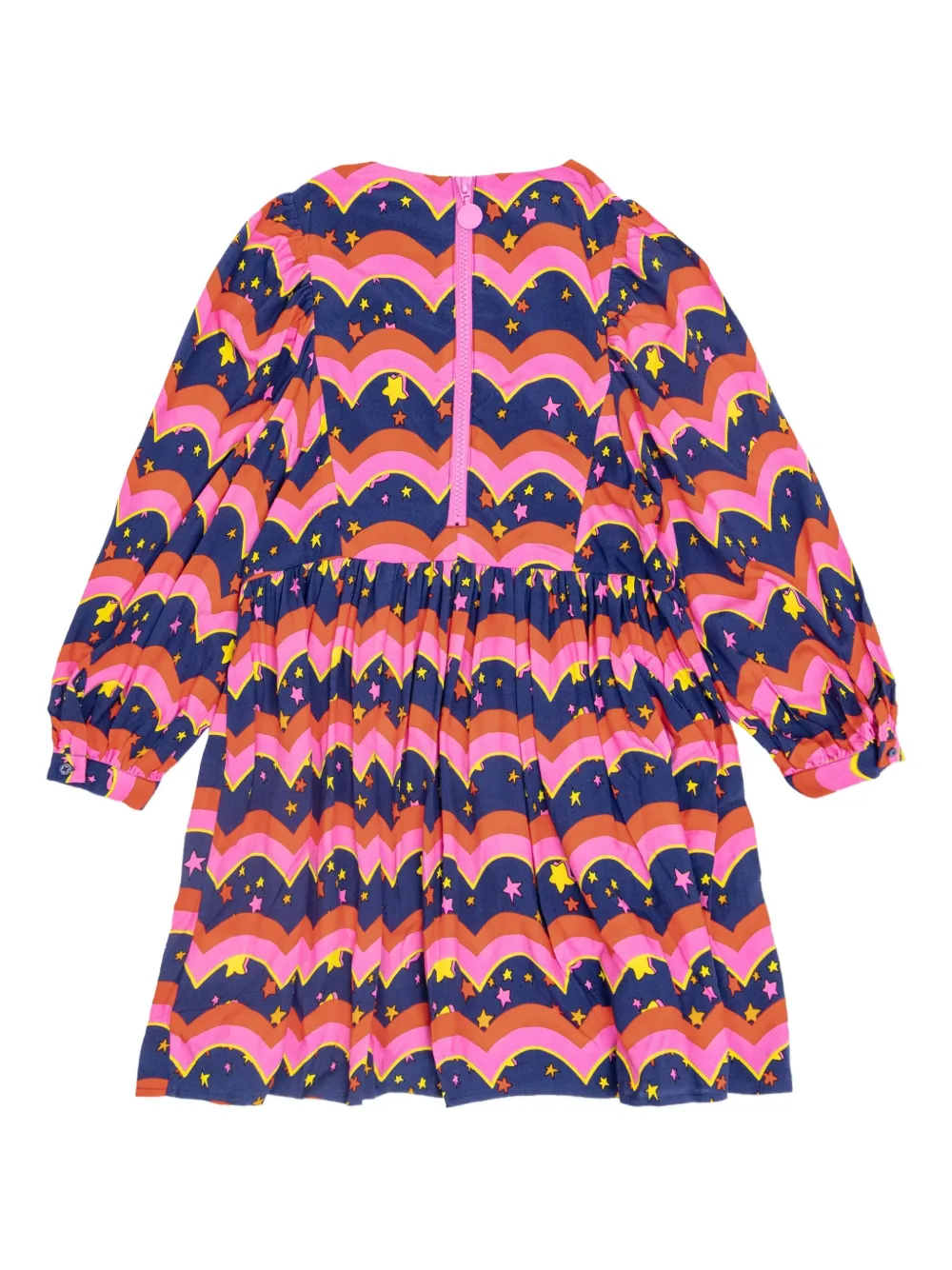 Платье с пышными рукавами и принтом в звезды Stella McCartney Kids, розовый — фото 2