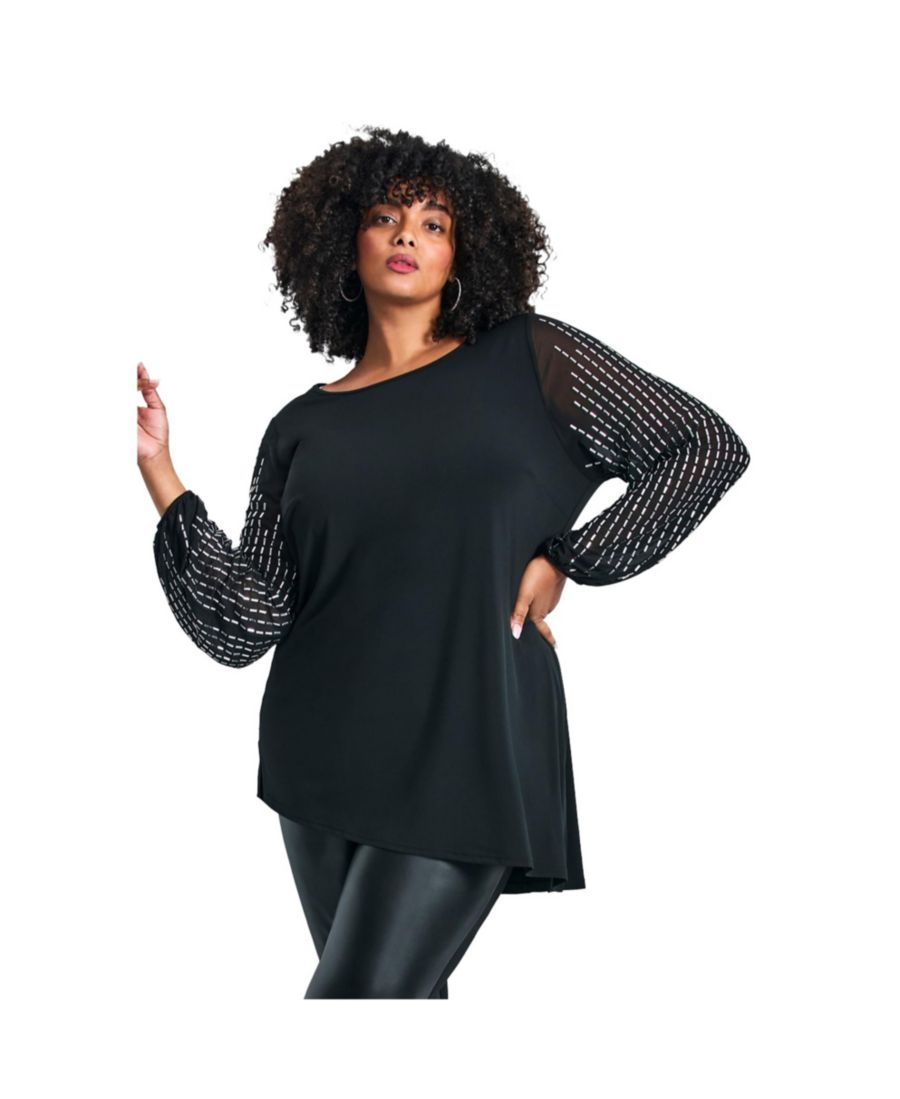 

Женская туника с блестящими и декорированными рукавами AVENUE, Black