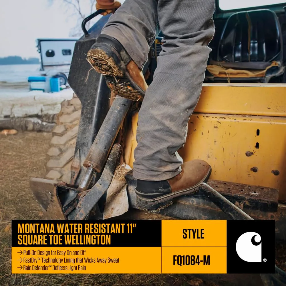Мужские рабочие ботинки Carhartt Montana с квадратным носком Wellington 11" водонепроницаемые на шнуровке, коричневый — фото 4