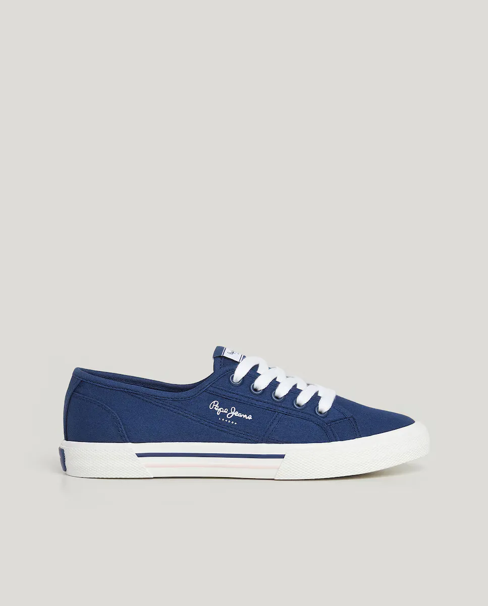 Женские парусиновые кеды с двухцветными линиями Pepe Jeans, синий