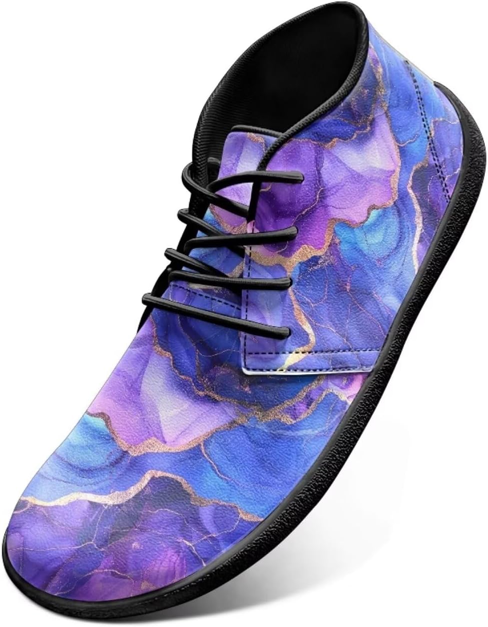 

Мужские кроссовки с мраморным принтом для ходьбы босиком - походные кроссовки с широким носком и нулевым перепадом высоты подошвы - беговые кроссовки Watdotory, фиолетовый/золотой