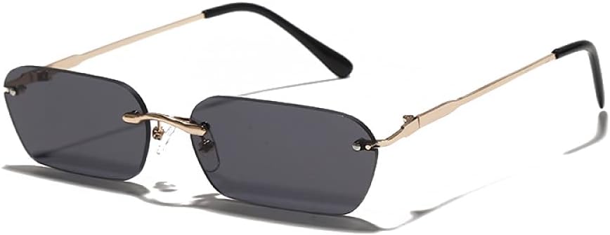 

Солнцезащитные очки без оправы прямоугольной формы для женщин, защита от ультрафиолета UV400, очки для вождения для мужчин, прозрачные, летние аксессуары, маленький размер generic, 1