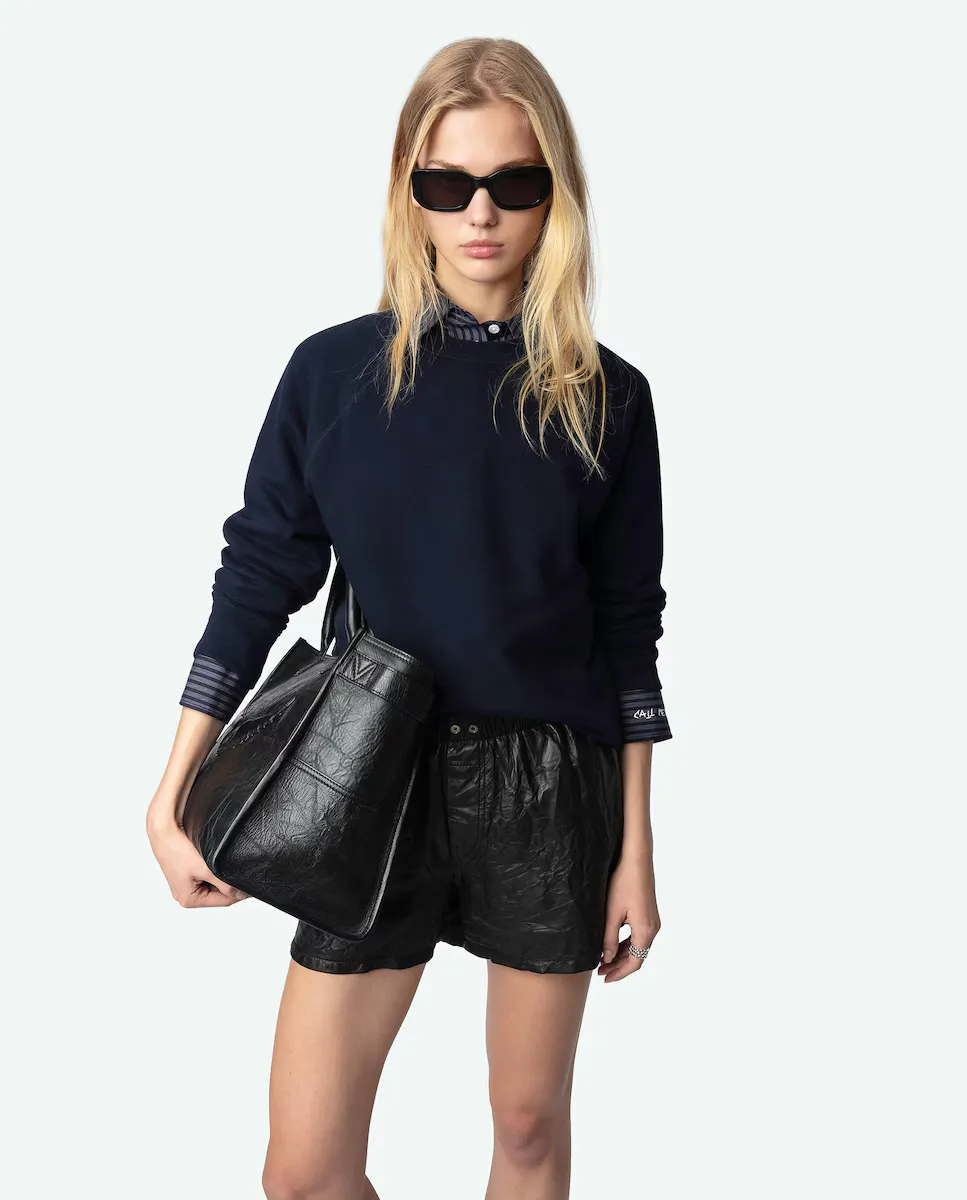 

Женская толстовка в сеточку с вышивкой Zadig & Voltaire, темно-синий